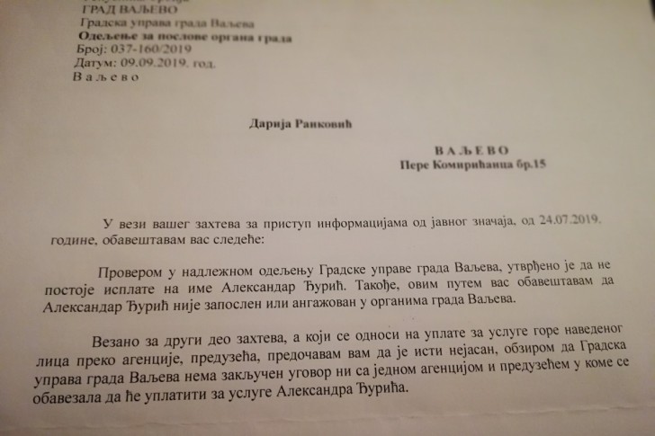 Odgovor 09.09. - Ne postoji ugovor