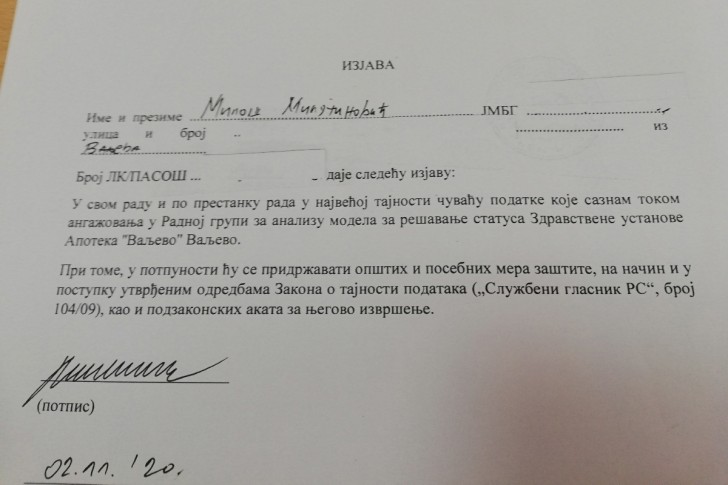 Izjava o tajnosti