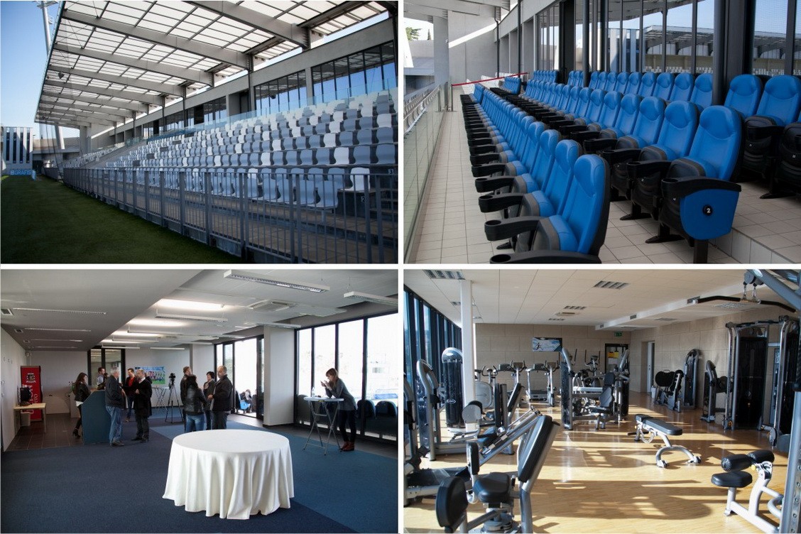 Tribine na fudbalskom stadionu, loža, prostor za novinare, teretana
